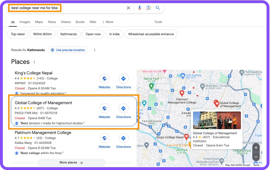 best college near me for BBA-local seo for schools and colleges in nepal-kumarpradhan